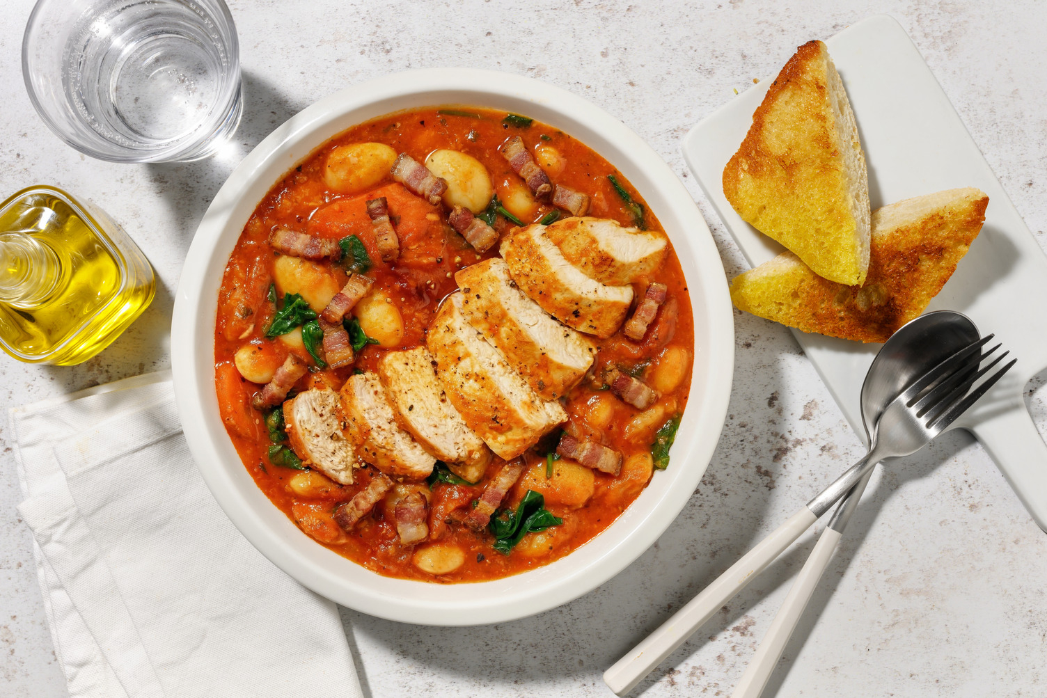 French Inspired One Pot Baked Chicken and Bacon Cassoulet