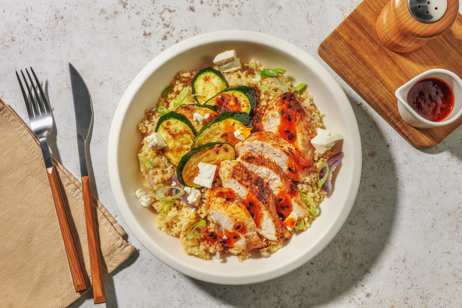 Double Butterflied Chicken and Passion Fruit Hot Sauce