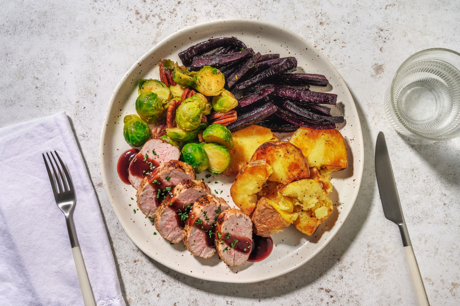 Smashed Potatoes mit Rosmarin-Schweinefilet