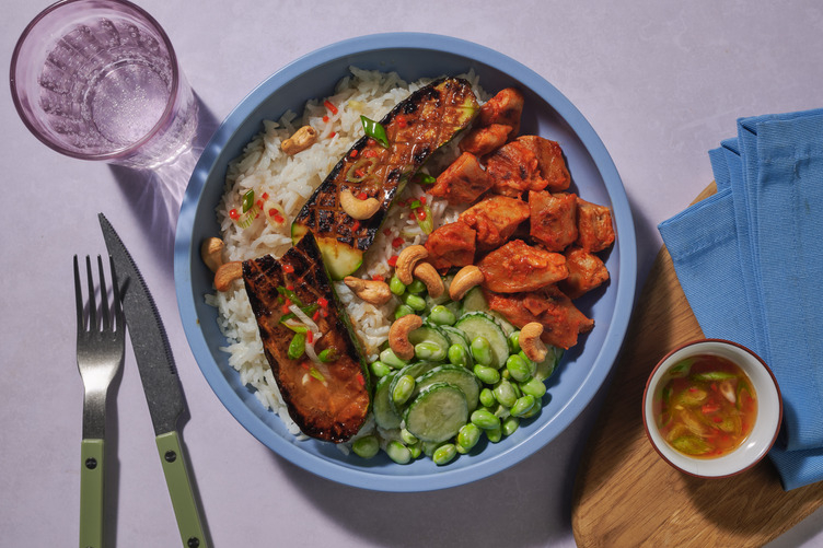 Émincés végés façon poulet & courgette farcie au miso