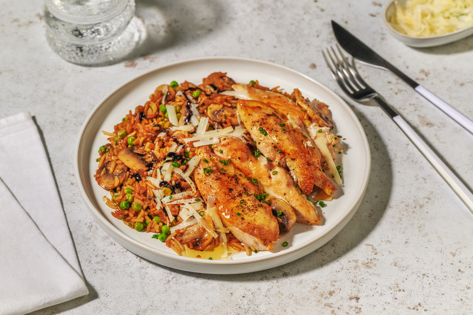 Crispy Chicken and Bacon & Black Garlic Rice