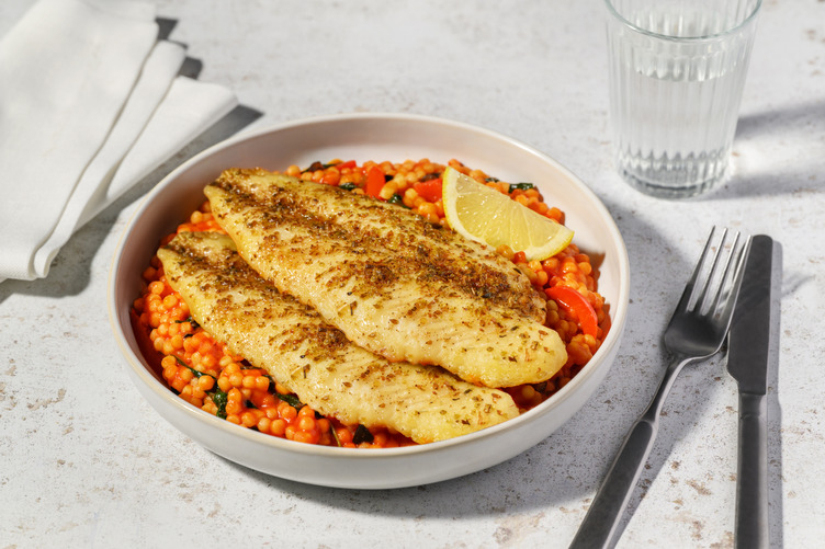 Quick Double Basa and Mediterranean Style Pearl Couscous