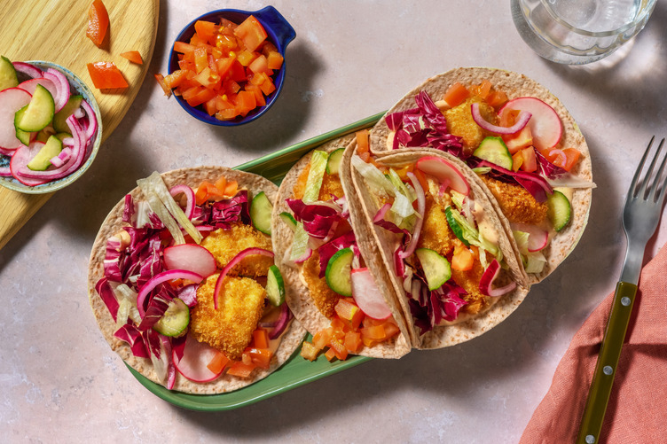 Crispy Fish Tacos with Crunchy Vegetables 