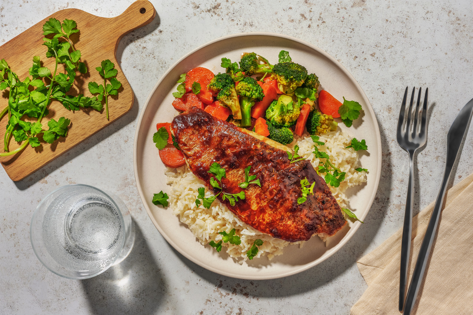 Soy-Ginger Double Barramundi and Garlic Rice
