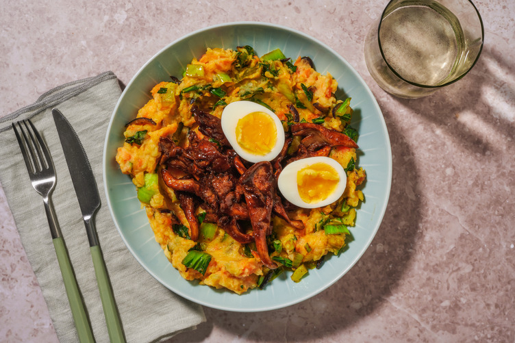 Hoisin-oesterzwammen met zachtgekookt ei