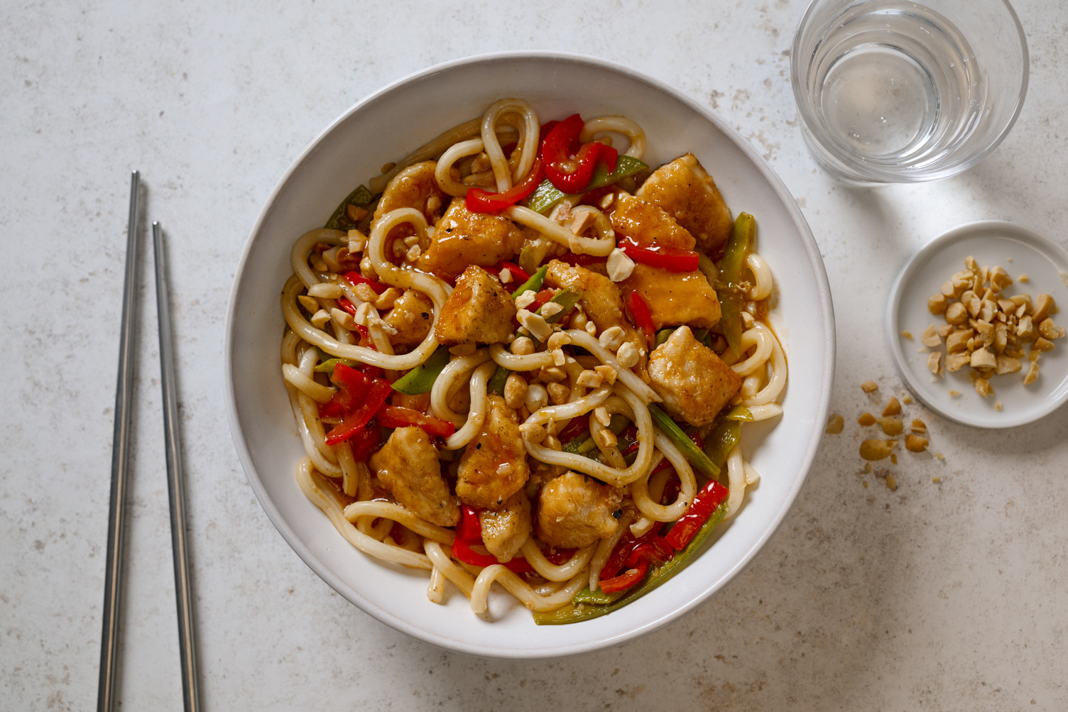 Sweet and Sticky Chicken & Prawn Udon Noodles