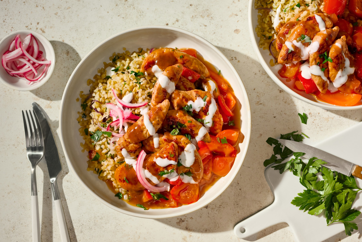 Double Chicken in Mediterranean Style Tomato-Pepper Sauce
