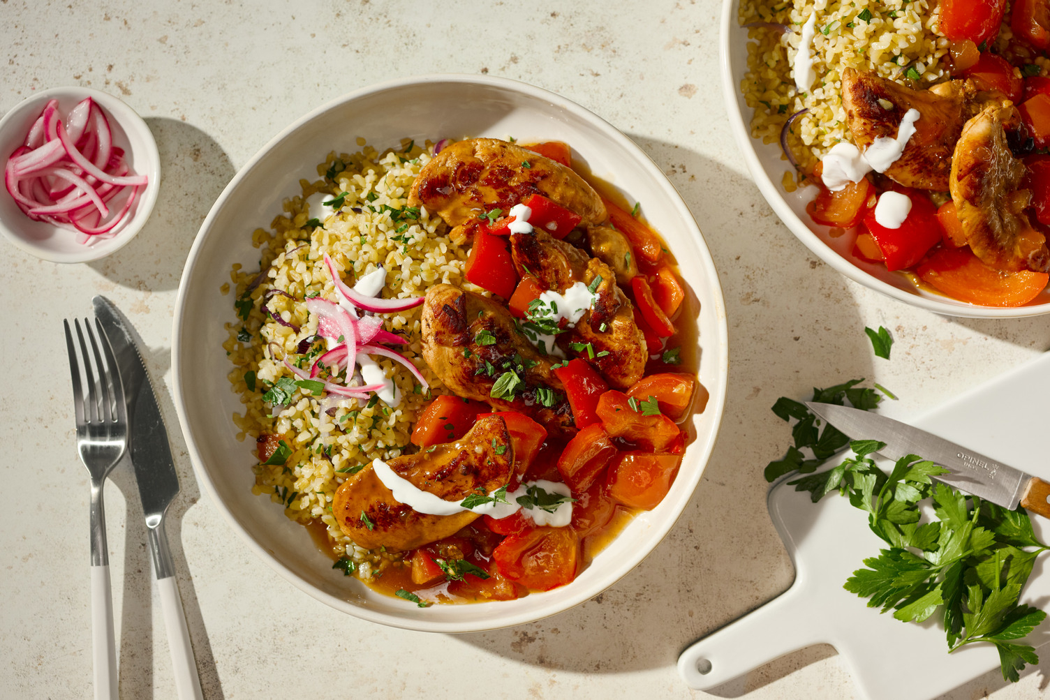 Double Chicken in Mediterranean Style Tomato & Pepper Sauce