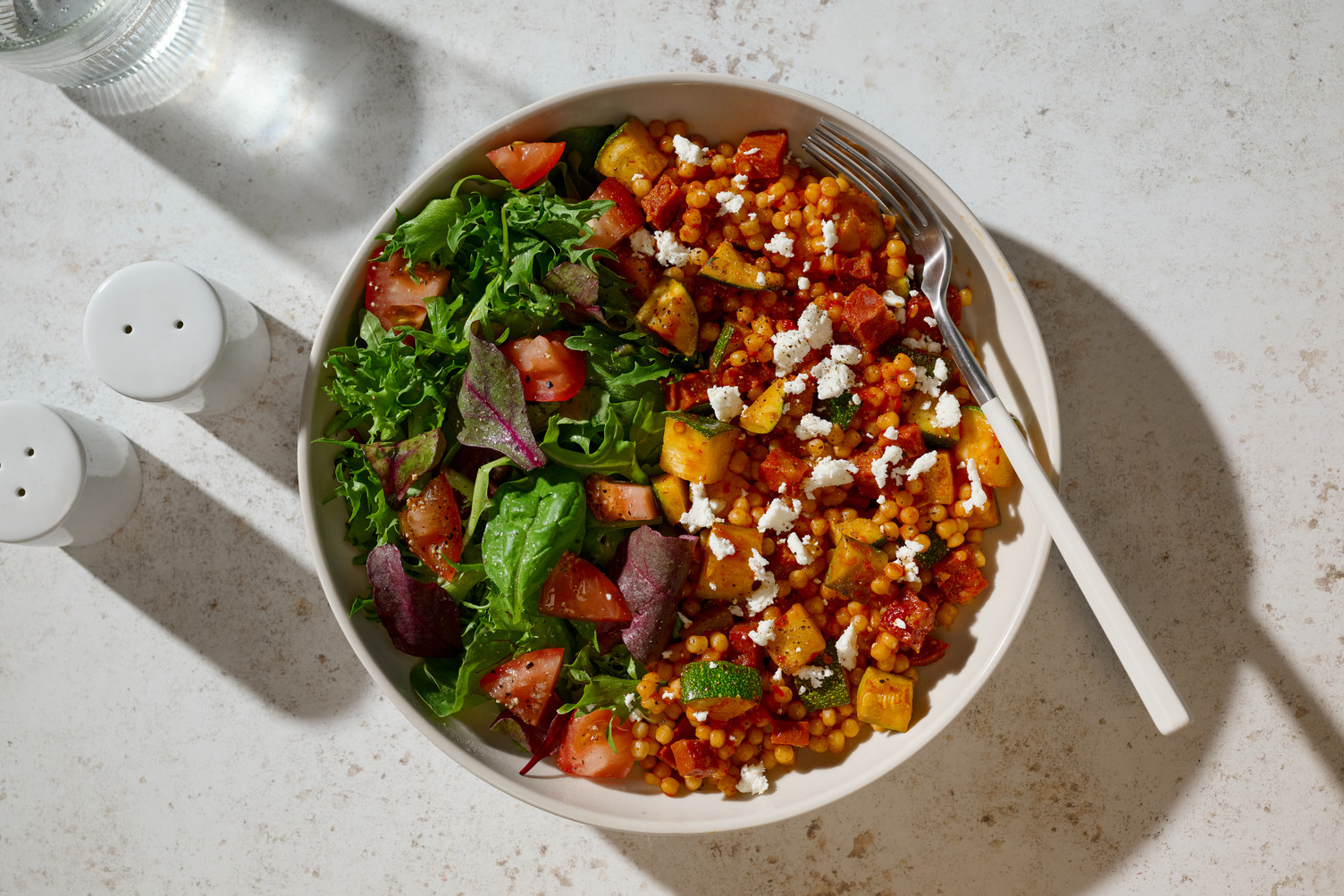 Warming Harissa and Double Chorizo Pearl Couscous Bowl
