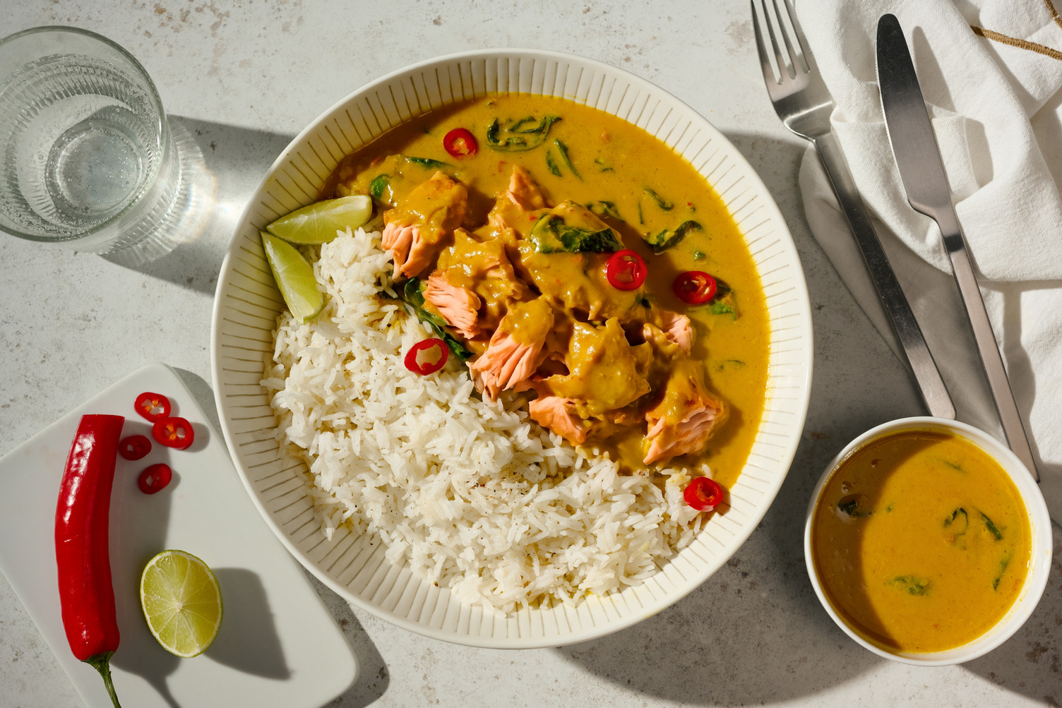 Goan Style Salmon Fish Curry and Basmati Rice