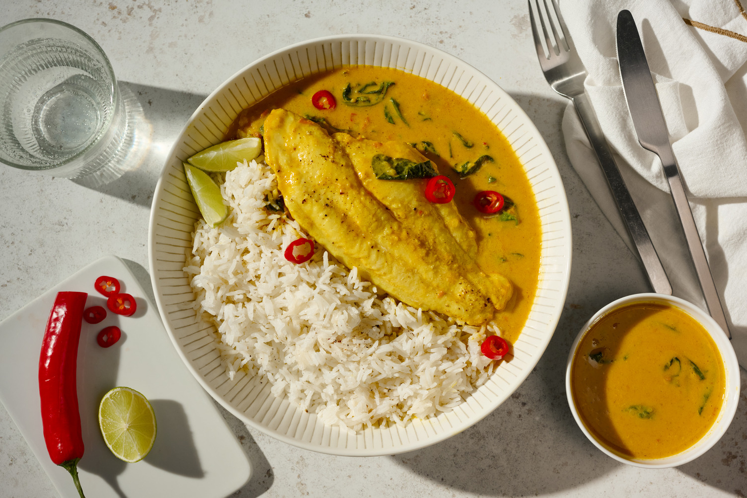 Goan Style Salmon Fish Curry and Basmati Rice