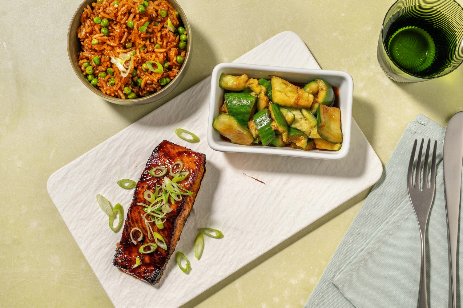Chinese BBQ Style Glazed Salmon & Hoisin Fried Rice