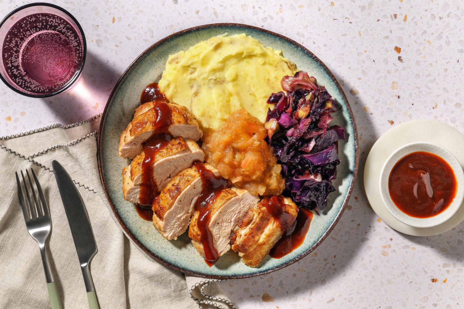 Bavarian Style Chicken and Homemade Apple Sauce