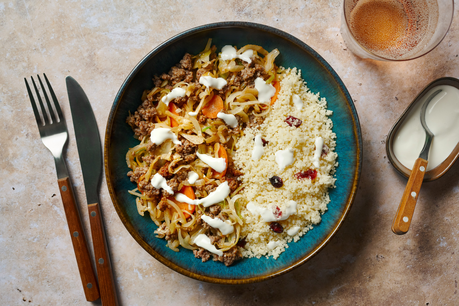 Doppelt Rinderhackfleisch-Pfanne mit Harissa