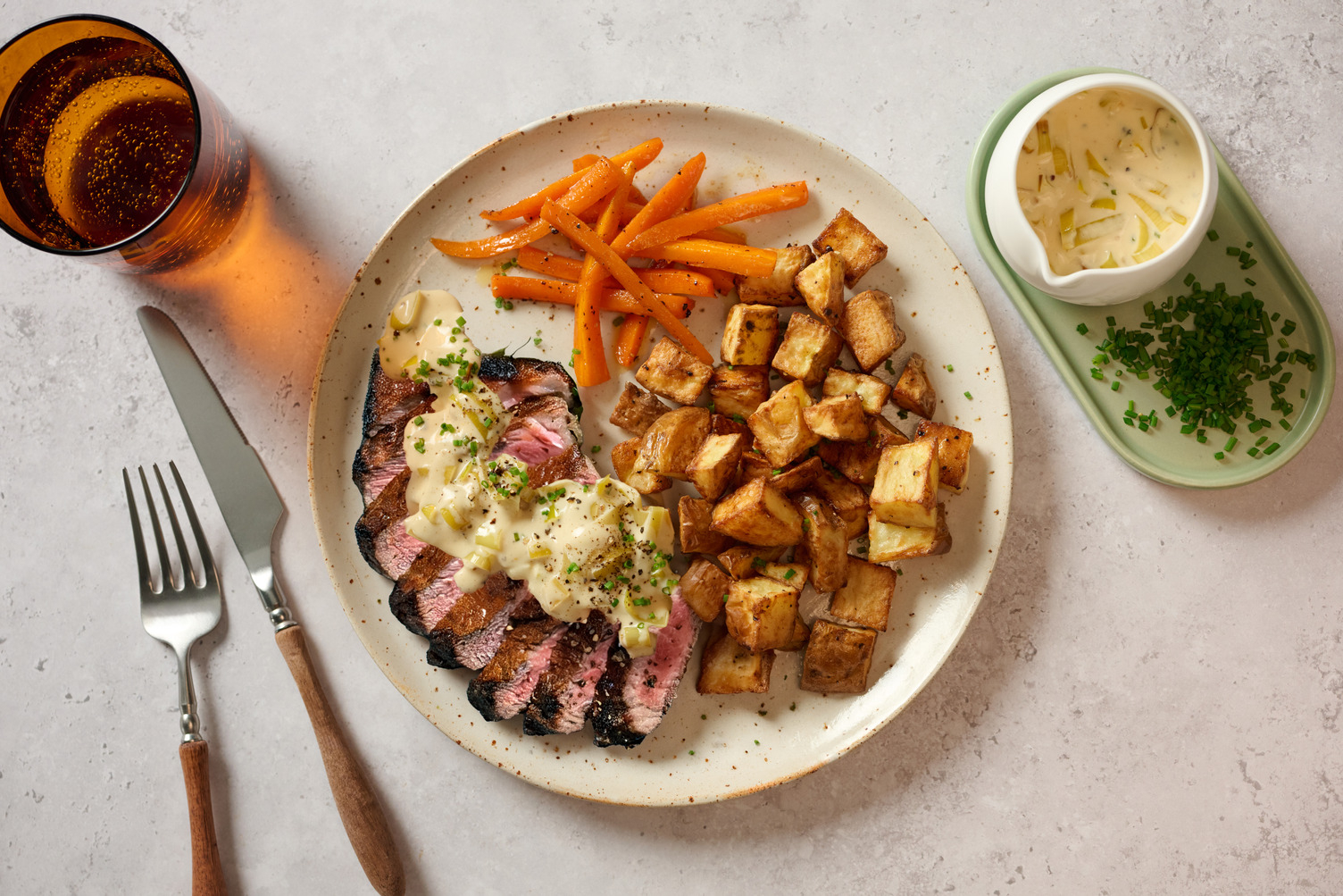 Rump Steak and Creamy Leek Sauce