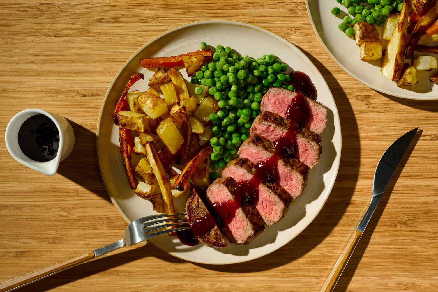 Cheat's Lamb Steak Sunday Roast Veg Traybake