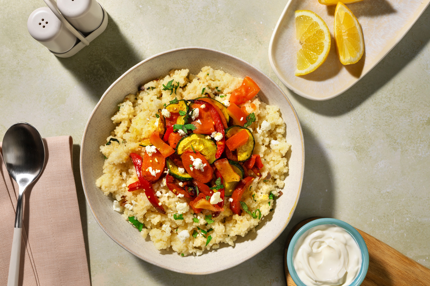 Couscous mit Dukkah-Gemüse und Feta