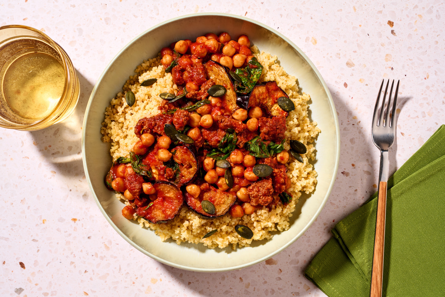 West African Style Lamb and Chickpea Bulgur Bowl