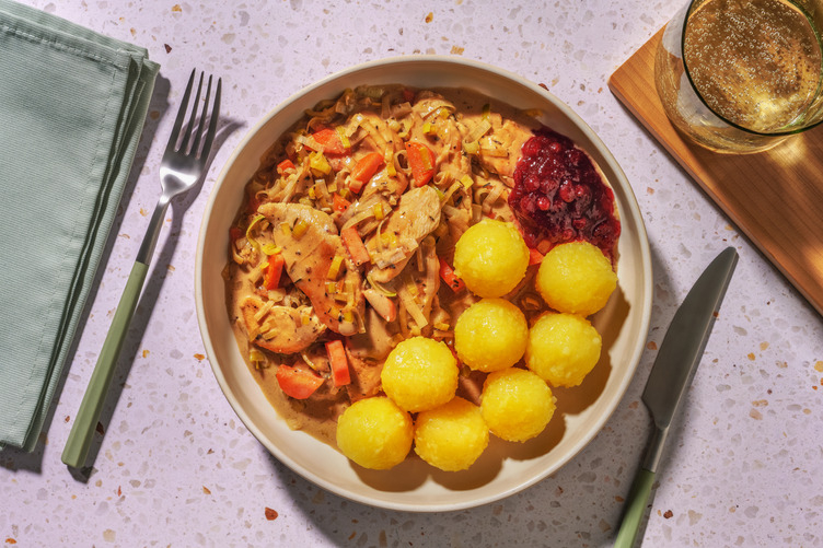 Hähnchen Geschnetzeltes mit Mini-Knödel