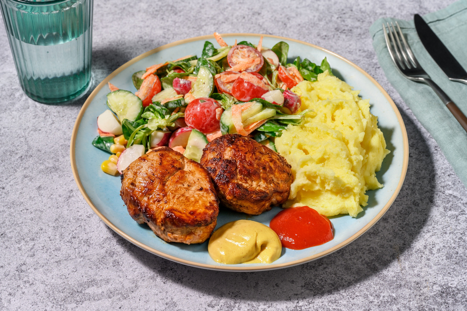 Bio-Schweinefilet mit Kartoffelpüree