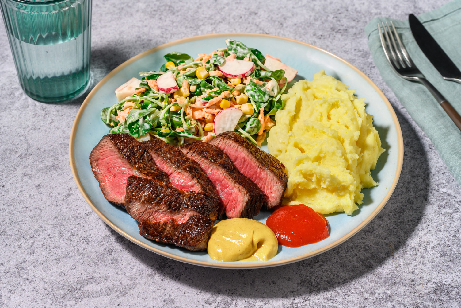Rinderhüftsteak mit Kartoffelpüree