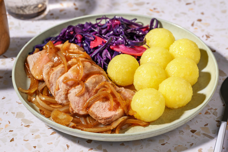 Bio-Schweinefilet mit Knödeln und Demi Glace