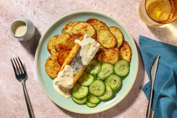Lachs-Pannfisch und Bratkartoffeln vom Blech