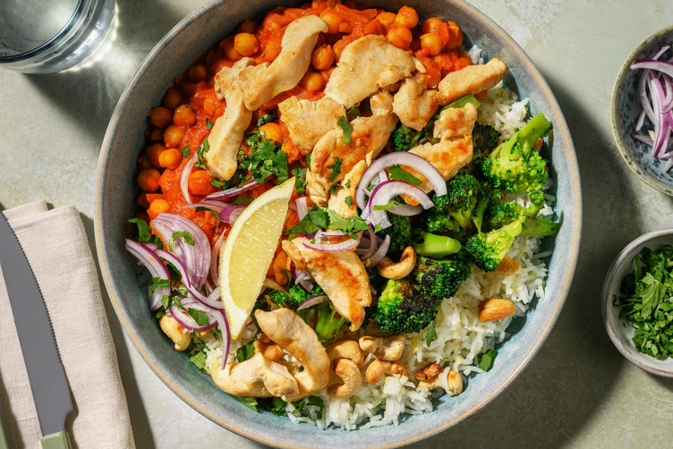 Kichererbsen-Curry mit extra Bio-Hähnchen