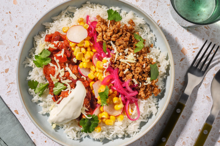 Burrito Bowl mit Bohnen & extra Bio-Rinderhack