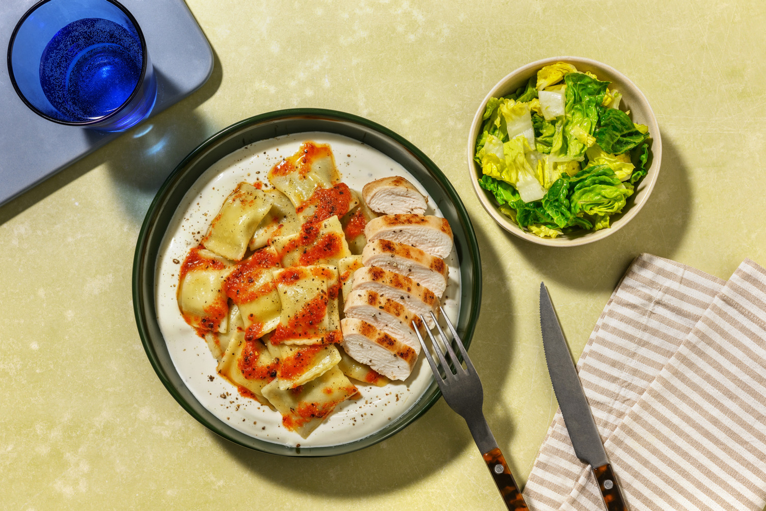 Maultaschen nach Manti-Art & Hähnchen