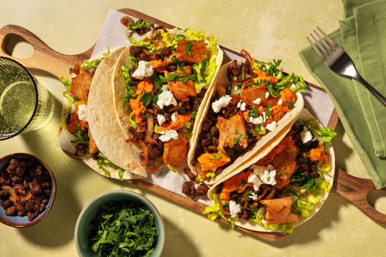 Fajita-Tacos mit selbst gemachter Salsa Roja & extra Bio-Feta