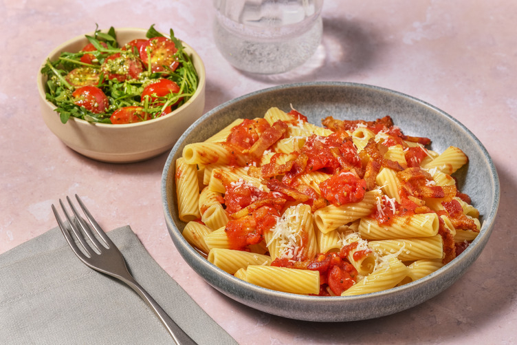 Guanciale auf Pasta all' Amatriciana