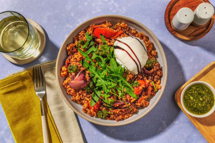 Büffelmozzarella auf Linsen-Bulgur-Salat