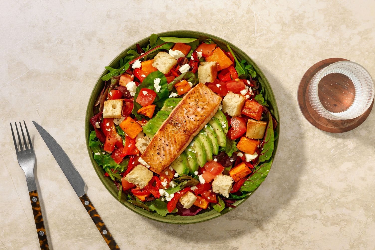 Warm Cajun Spiced Sweet Potato & Salmon Salad