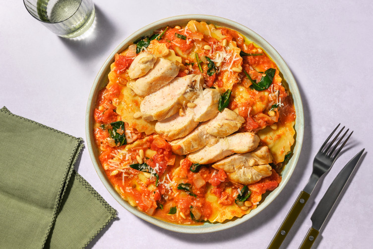 Girasoli in Tomaten-Pesto-Soße mit extra Bio-Hähnchen