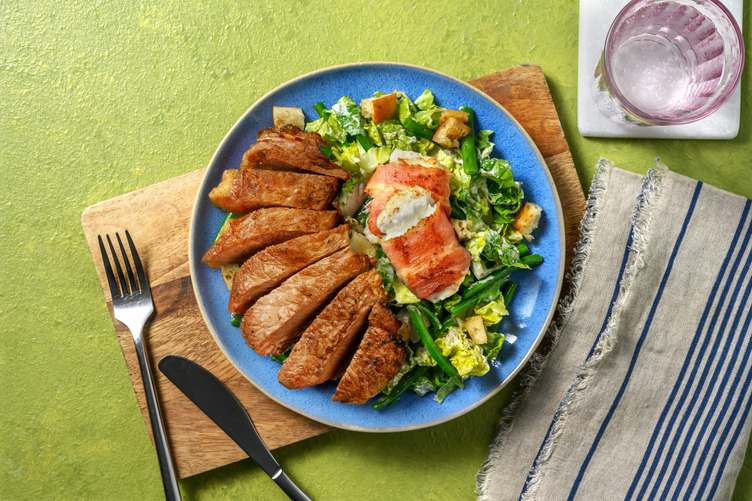Salat mit Senf-Dressing & extra Bio-Rumpsteak