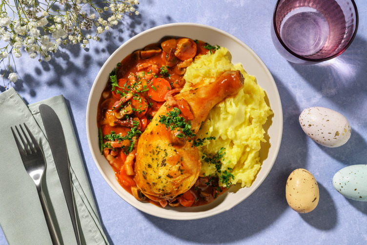 Hähnchen nach Coq au Vin-Art