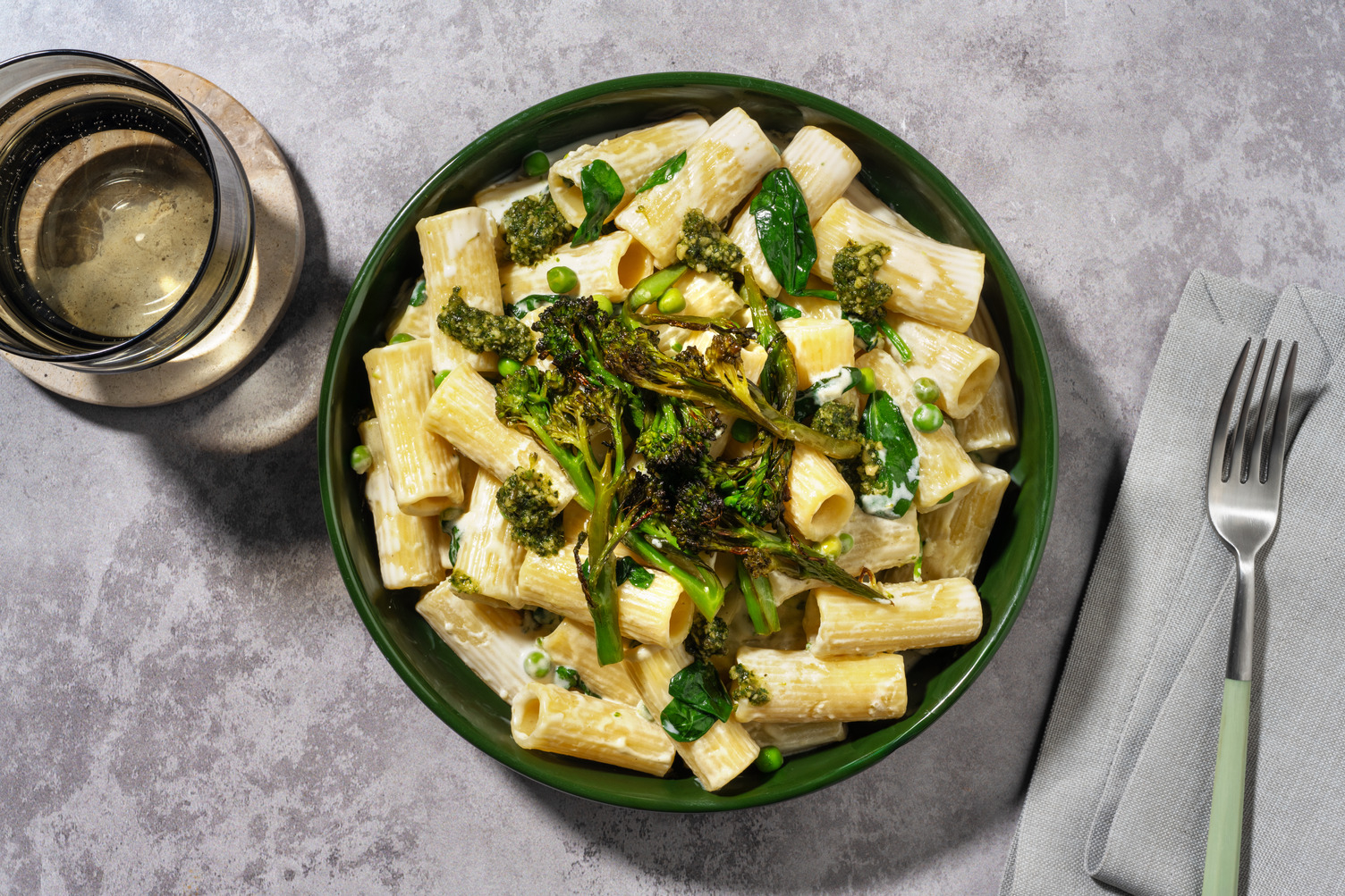 Presto Pesto Pea Rigatoni