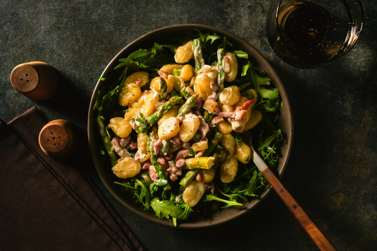 Gnocchi met spekreepjes en asperges
