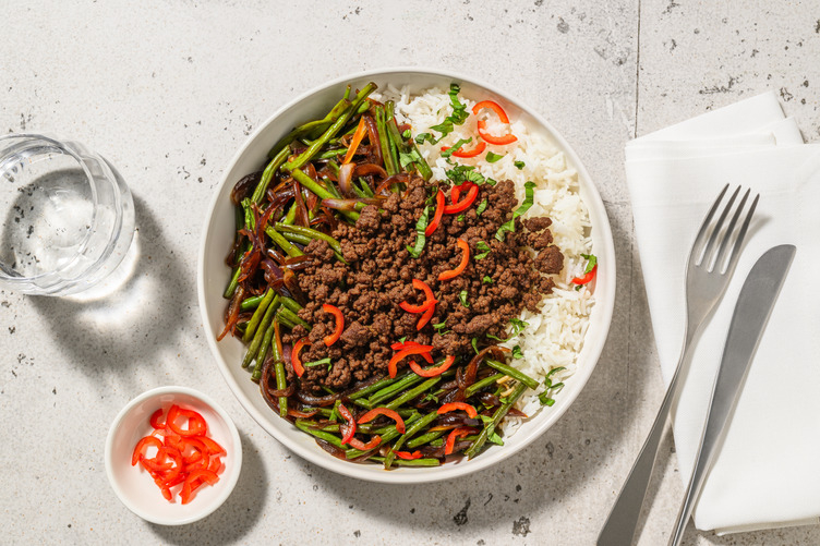 Pad Kra Pao mit Bio Rinderhackfleisch