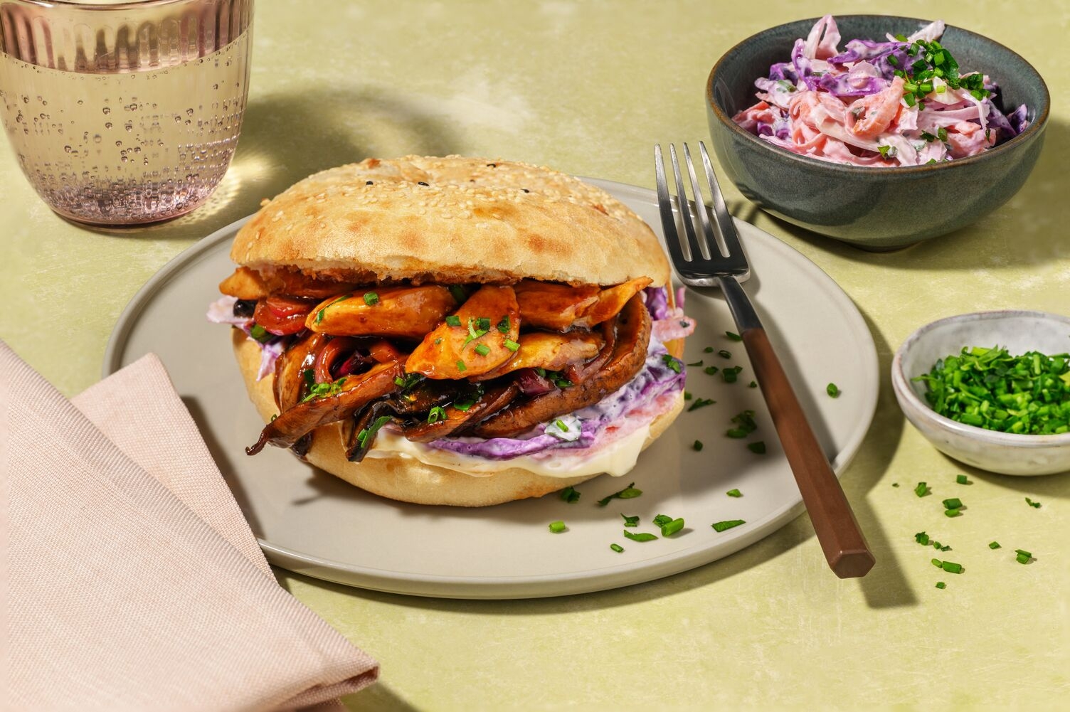 BBQ Portobello Pita mit mariniertem Hähnchen