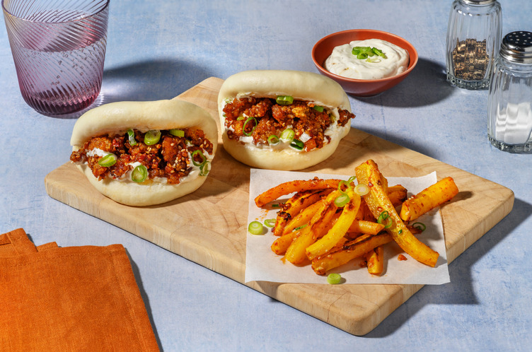 Bao Buns mit Hoisin-Popcorn-Tofu & Sesam-Mayo