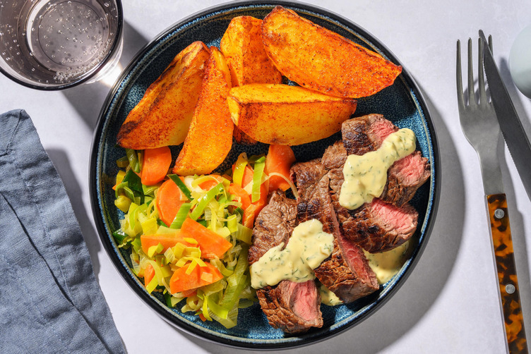 Bio-Rindersteak mit cremiger Dill-Soße