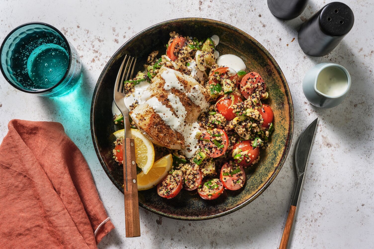 Quinoa-Tabouleh mit Za'atar-Tilapia