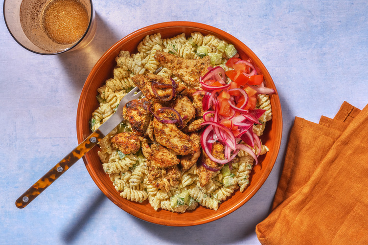 Dönerpasta mit Huhn und Kräuter-Knoblauch-Soße