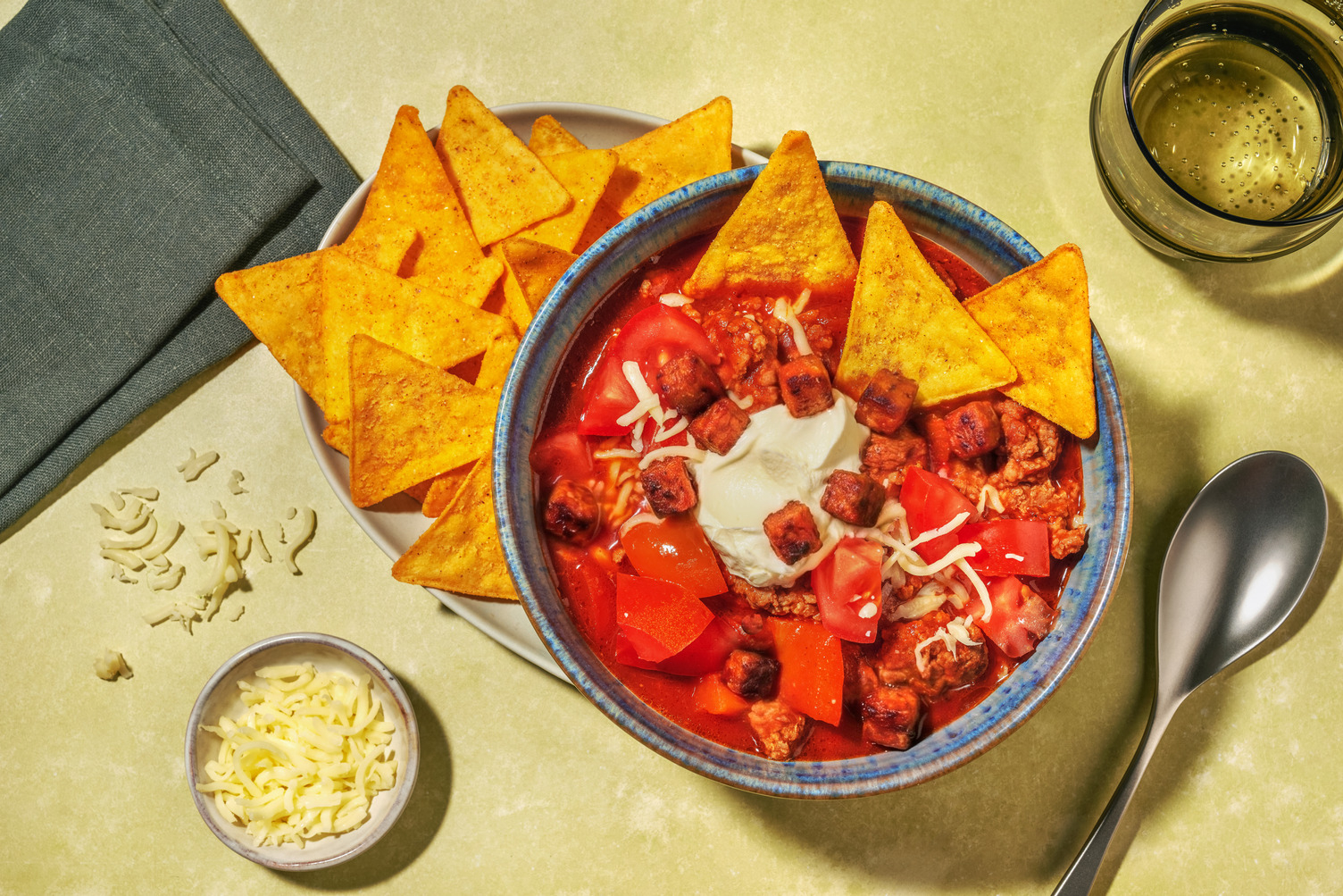 Loaded Beef Chilli and Chorizo Nachos