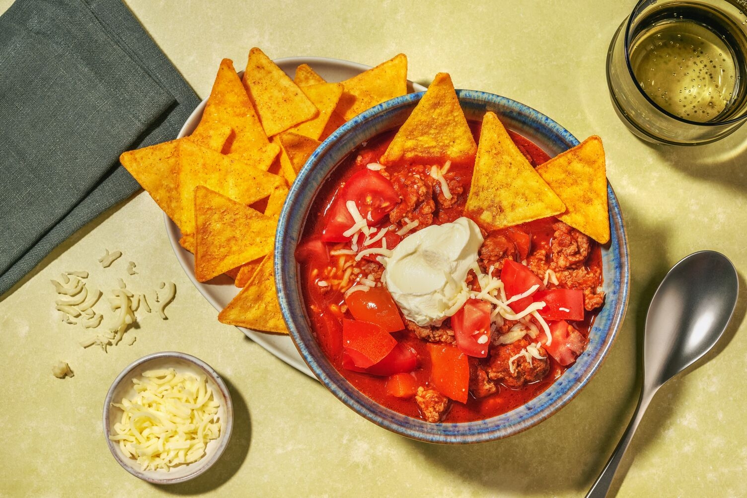 Chili con Carne mit Hackfleisch und Nachos