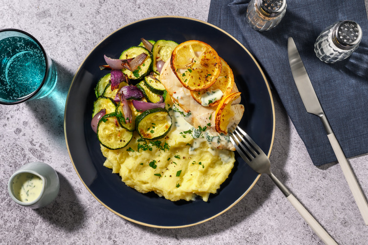 Zitroniges Bio-Hähnchen mit Kerbelsoße