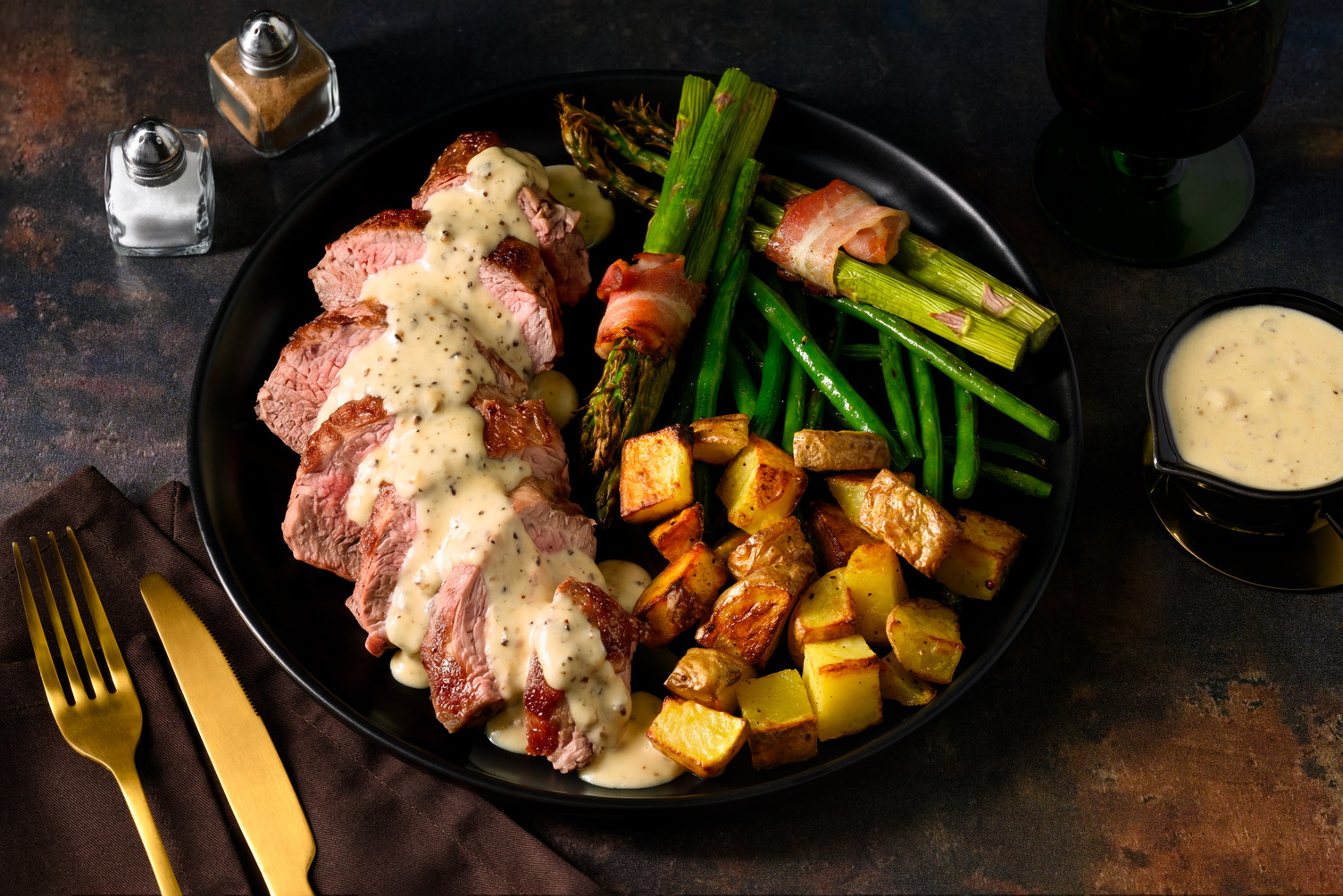 Lamb Steak and Peppercorn Sauce
