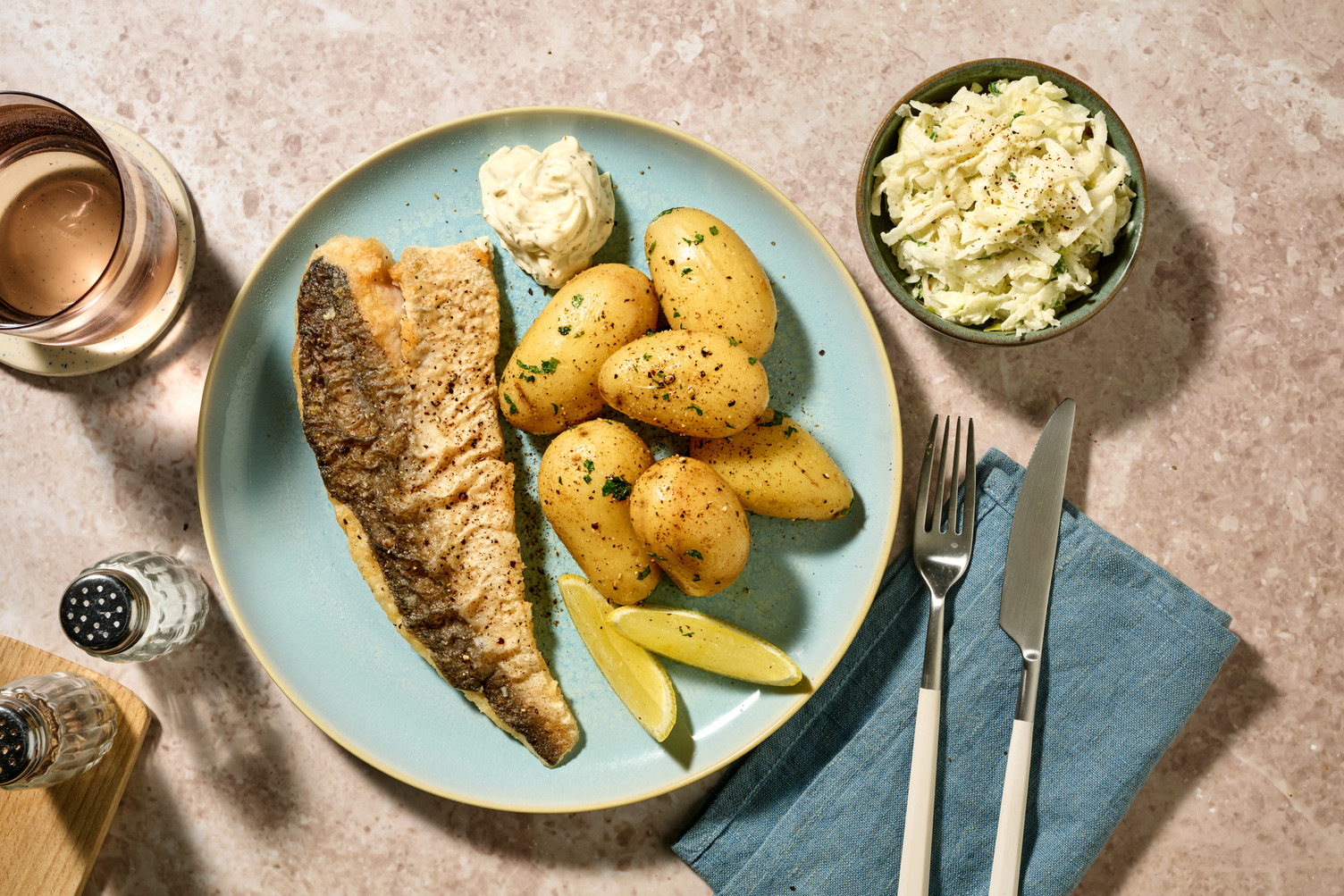 Fisch Müllerin Art mit Petersilienkartoffeln